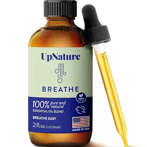 UpNature Breathe Essential Oil Blend - Essential Oils for Diffusers for Home and Humidifiers - Aromatherapy Oils for Allergy, Sinus, Cough and Asthma Relief, 2oz