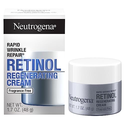 Neutrogena Retinol Face Moisturizer, Rapid Wrinkle Repair, Fragrance Free, Daily Anti-Aging Face Cream with Retinol & Hyaluronic Acid to Fight Fine Lines, Wrinkles, & Dark Spots, 1.7 oz