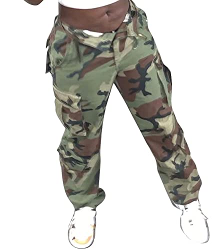 AKARMY Womens Cargo Pants with Pockets Outdoor Casual Ripstop Camo Military Combat Construction Work Pants 2039 C29 Camo