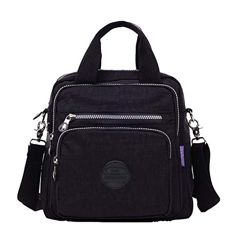 VVVSO Women's Waterproof Nylon Crossbody Shoulder Bag Durable Casual Backpack (Black)