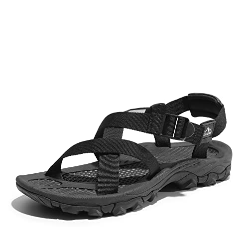 NORTIV 8 Men's Sandals Lightweight Hiking Water Beach Open Toe Athletic Sport Fisherman Non-Slip Sandals for Outdoor SNAS2314M Black Size 12