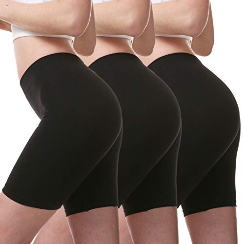 MELERIO Women's Slip Shorts, Comfortable Boyshorts Panties, Anti-chafing Spandex Shorts for Under Dress (3 Black, 20-22)
