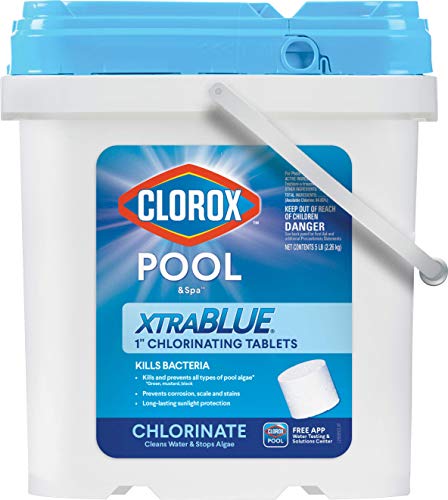CLOROX Pool&Spa XtraBlue 1' Chlorinating Tabs, Kills bacteria (Perfect for small pools), 5lb