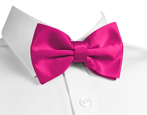 trilece Bow Ties for Men - Men's Solid Pre-tied Clip on Bowties for Formal Wear - Adjustable Bow Tie - Bow ties for Woman (Hot Pink)