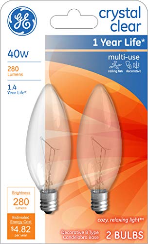 GE Lighting 12165 Light GE2PK40W CLR Blunt Bulb, Incandescent Bulbs, Warm white, 2 Count (Pack of 1), Clear