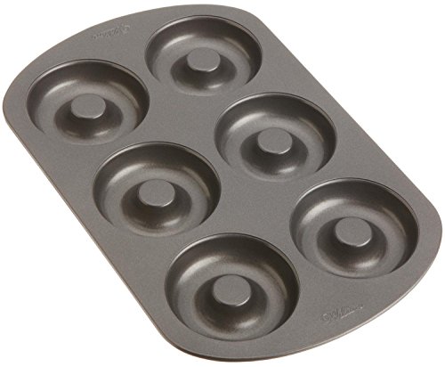 Wilton 6-Cavity Doughnut Baking Pan, Makes Individual Full-Sized 3 3/4' Donuts or Baked Treats, Non-Stick and Dishwasher Safe, Enjoy or Give as Gift, Metal (1 Pan)