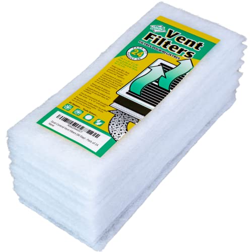 Dust Control Vent Filters - Pack of 24 | Traps Unwanted Particles In The Air | Provides Fresh, Filtered Air for Bathrooms, Bedrooms, Kitchen, Family Rooms.