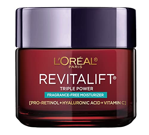 L'Oreal Paris Revitalift Triple Power Anti-Aging Face Moisturizer, Fragrance Free, Pro Retinol, Hyaluronic Acid & Vitamin C to Reduce Wrinkles, Firm & Brighten Skin, 2.55 Oz