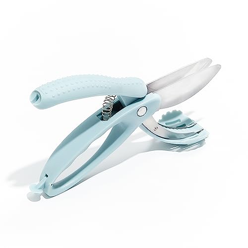 COOK WITH COLOR Salad Chopper Scissors: Effortlessly Slice, Chop, and Toss Your Salad with Precision - Ergonomic Design for Easy Handling - Stainless Steel Blades for Efficient Cutting - (Blue)