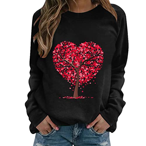 KASAAS Long Sleeve Shirts for Women Valentine Tops Spring Blouse Valentine's Day Crewneck Sweatshirt Casual Tuncis