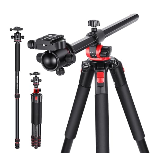 NEEWER 72 inch Camera Tripod Monopod with Center Column and Ball Head Aluminum, Arca Type QR Plate, Bag, Horizontal Tripod Overhead Camera Mount for DSLR Camera, Video Camcorder, Max Load: 33lb