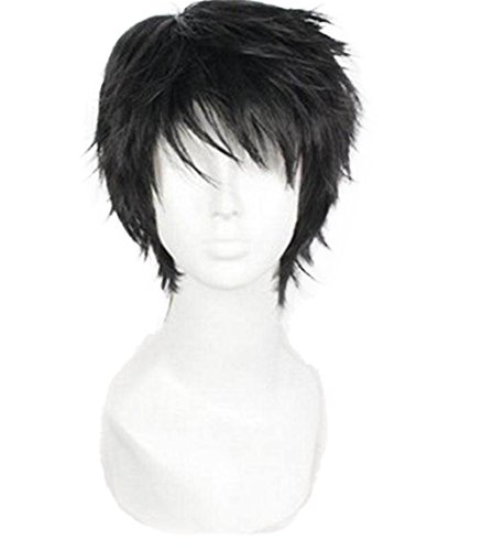 OYSRONG Short 11.81'' Black Men Curly Fluffy Curly Cosplay Heat Resistant Halloween Fibre Wig