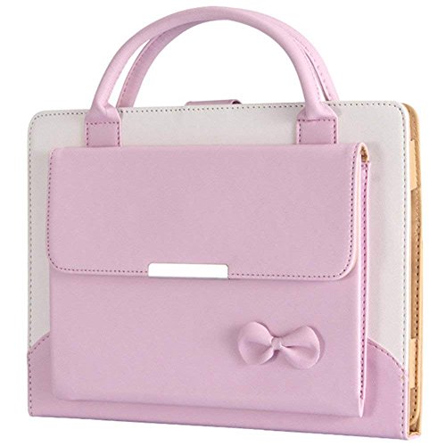 Jennyfly iPad Air Case,Girls Lovely Sleeve Handbag with Auto Wake/Sleep Luxury PU Leather Smart Stand Full Body Protective Cover for iPad Air/Air 2 - Pink