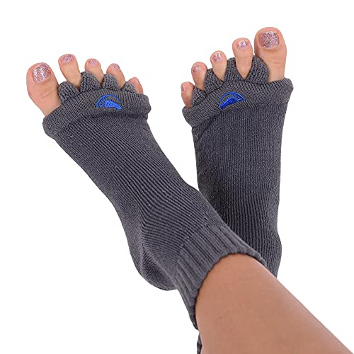 Foot Alignment Socks with Toe Separators by My Happy Feet | for Men or Women | Charcoal (Large)