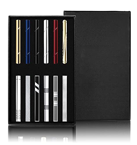 Jstyle 12 Pcs Tie Clips for Men Classic Tie Bar Clip Set for Regular Ties Necktie Tie Bar Pinch Clips Suitable for Wedding Anniversary Business Luxury Box Gift Ideas