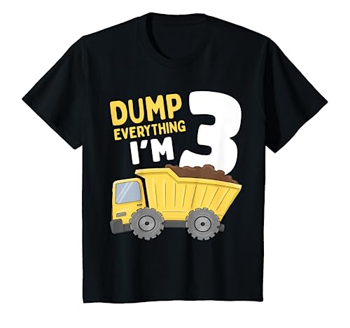Construction Truck 3rd Birthday Boy 3 Three Year Old T-Shirt