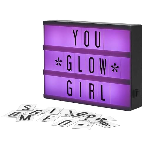 My Cinema Lightbox - Cinema Light Box, 8' x 6' - 3 Modes Light Up Letter Board sign with 100 Letters, Numbers & symbols - White LED Light, RGB and Color Freeze Mode light up signs for home decor
