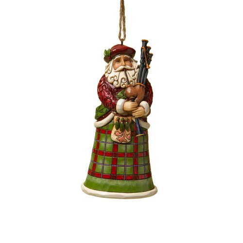 Jim Shore Heartwood Creek Scottish Santa Stone Resin Hanging Ornament, 4.75”, Christmas
