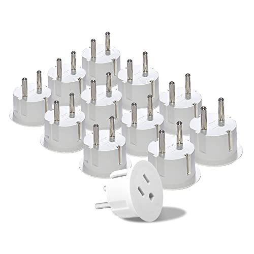OREI American USA To European plug adapter – Type E/F schuko plug adapter - Use in Germany, France, & more - CE Certified – For Mobile, Laptop & Camera Chargers - 12 Pack