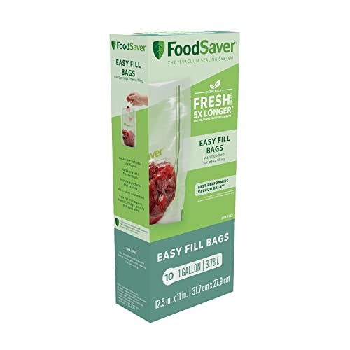 FoodSaver Easy Fill 1-Gallon Vacuum Sealer Bags | Commercial Grade and Reusable | 10 Count