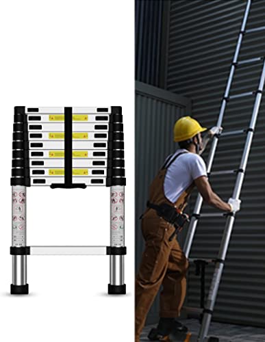 SDOER Telescoping Ladder,12.5 FT Multi-Purpose Collapsible Telescopic Extension Ladders, Aluminum telescoping Ladder for Indoor Or Outdoor, Heavy Duty 330 lbs Load