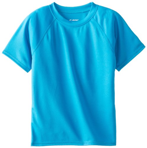 Kanu Surf Boys' Short Sleeve UPF 50+ Rashguard Swim Shirt, Solid Aqua, 4T