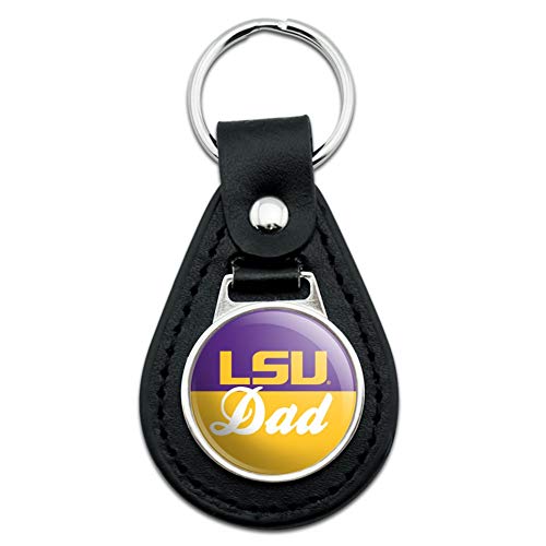 GRAPHICS & MORE Black Leather LSU Dad Keychain