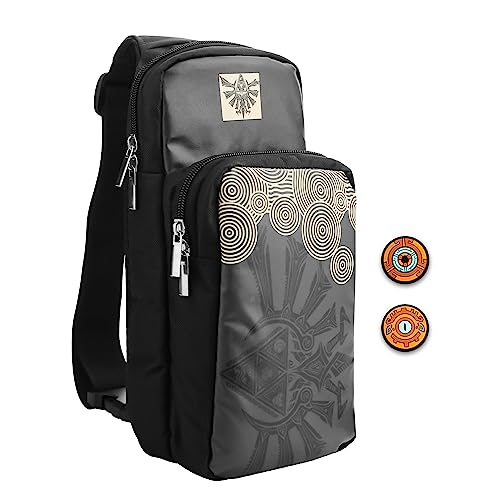 HYPERCASE Carrying Travel Bag for Nintendo Switch/Lite/OLED, Portable Sling Crossbody Backpack for Zelda with 2 Thump Caps, 2 Black Pockets for Switch Console, Dock, Joycon & Accessories Storage