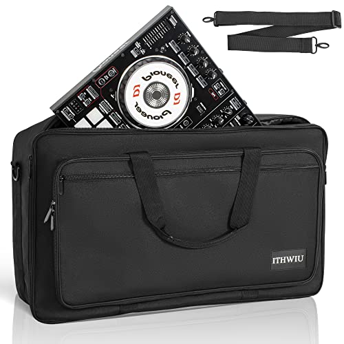 ITHWIU Padded DJ Controller Case for DDJ FLX4, DDJ SB SB3 400 RB, Hercules DJ Control Inpulse 300, L 20.5 X W 12.5 X H 2.75 inches, Black