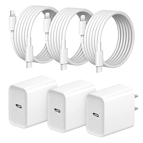 iPhone Fast Charger 3+3Pack 20W USB C Wall Charger with 6FT Fast Charging Cable Compatible with iPhone 14/13/12/11/Pro/Pro Max