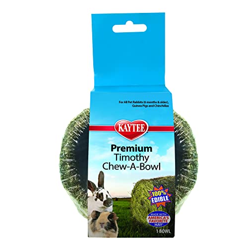 Kaytee Premium Timothy Hay Chew-A-Bowl for Rabbits, Guinea Pigs, and Chinchillas