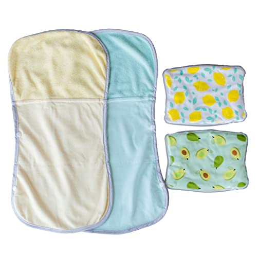 Lullaby Soothe My Baby - 100% Cotton Burp Cloths with Hot Cold Therapy Clay Pack Inserts - Natural Rescue for Fever, Teething Pain, Colic & Gas
