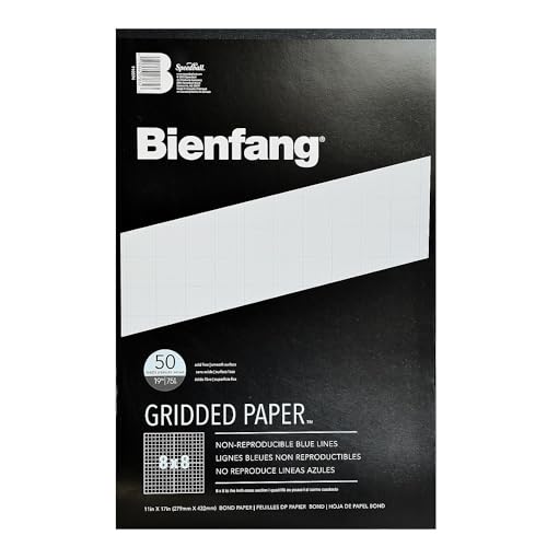 Bienfang Designer Grid Paper Pad, 8x8 Cross Section, 11 x 17 inches, 50 sheets