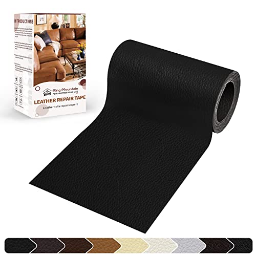 KING MOUNTAIN Leather Repair Patch,4 x 63 Inches self Adhesive Leather Repair Tape for Damaged Leather Furniture, Sofa Seating,Car Seats, Leather Goods(Black)