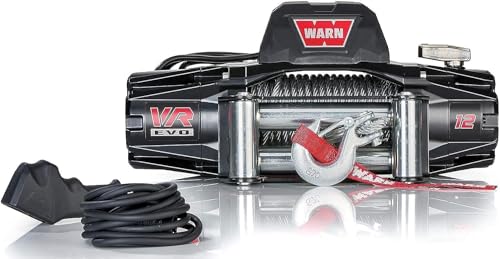 WARN 103254 VR EVO 12 Electric 12V DC Winch with Steel Cable Wire Rope: 3/8' Diameter x 85' Length, 6 Ton (12,000 lb) Pulling Capacity