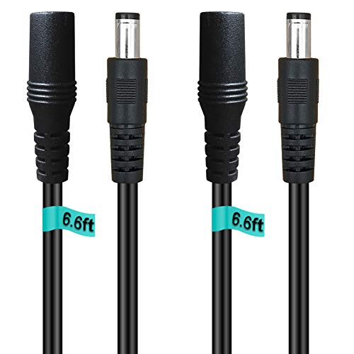 SIOCEN【2-Pack 6ft DC Extension Cord 5.5mm x 2.1mm Male to Female Power Cable for CCTV Security Surveillance Indoor IP Camera Dvr Standalone LED Strip,Car,12v DC Power Supply Plug Adapter