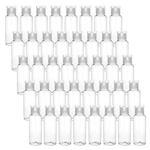 Bekith 40 Pack 1 oz Plastic Empty Bottles with Flip Cap, Small Refillable Travel Bottles Leak Proof Travel Size Containers for Shampoo, Liquid Body Soap, Lotion