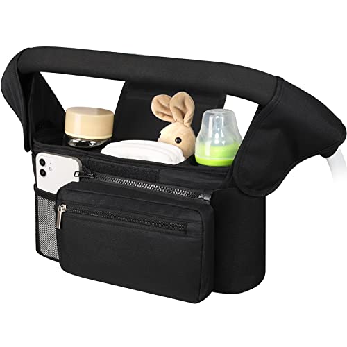 Accmor Universal Stroller Organizer with Insulated Cup Holder Detachable Phone Bag and Shoulder Strap,Stroller Bag Caddy Organizer Accessories Fits for Uppababy, Baby Jogger, Britax Strollers