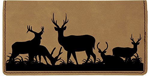 Grazing Deer Laser Engraved Leatherette Checkbook Cover