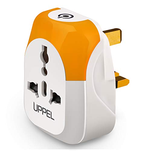 US to UK travel Plug Adapter, UPPEL Type G Travel Converter with LED night light, Power Adaptor for USA to Ireland Dubai Scotland Hong Kong England British Kenya London Qatar