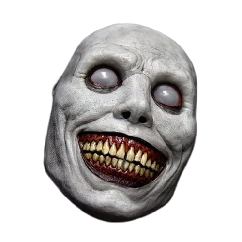 Scary Halloween Mask Smiling Demons Horror Mask Scariest Creepy White Mask with Eye for Cosplay