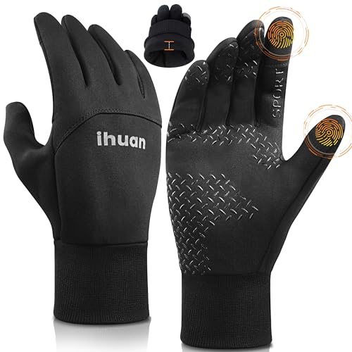 ihuan Winter Gloves for Men Women Touchsreen - Waterproof Warm Glove for Cold Weather, Thermal Gloves Touch Screen Finger for Running Cycling