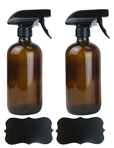 DII Chalkboard Label Refillable Glass Spray Bottle Set, 16 oz, Amber S/2