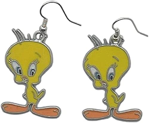 Tweety Cartoon Bird Character Figure Charm French Wire Earrings