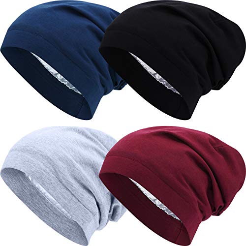 Poor Quality-00 Pieces Satin Lined Sleep Slouchy Beanie Hat Night Hair Cap for WomenPoor Quality