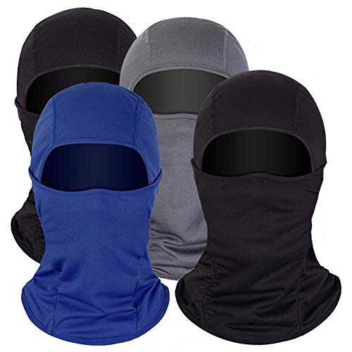 Valleycomfy 4PCS Balaclava Ski Mask Winter Face Mask Men Women UV Protection Hood Windproof Sun Hood Tactical Masks(Black,Grey,Blue)