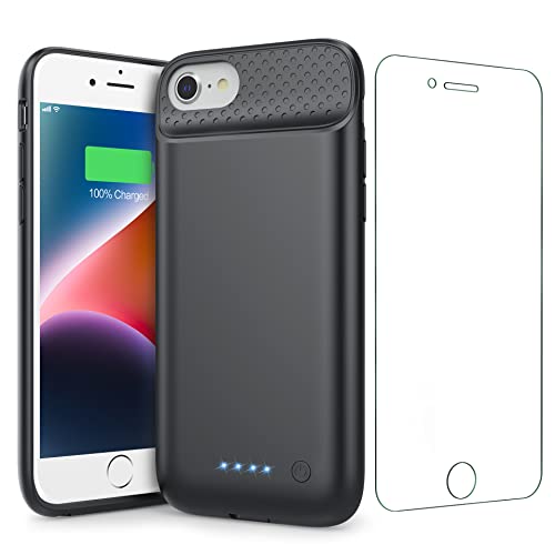Trswyop Battery Case for iPhone 8/7/6/6S/SE(2022/2020),[7000mAh] Ultra-Slim Battery Charging Case,Rechargeable Protective Extended Battery Charger Case-4.7 inch Black