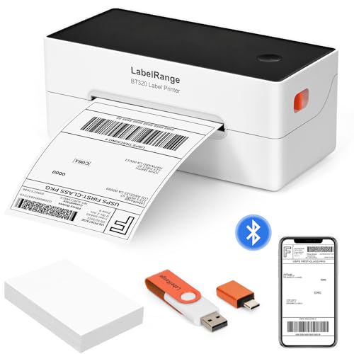 LabelRange Ecommerce Label Printer, Bluetooth Thermal Shipping Label Printer, 4x6 Thermal Printer Compatible with Android, iOS, Windows, Amazon, Ebay, Shopify, Etsy, USPS, Pirate Ship, Shippo