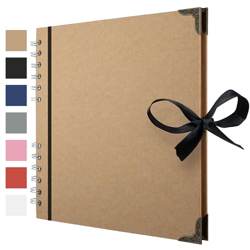 Bstorify Scrapbook Album 60 Pages (8 x 8 Inch) Brown Thick 200gsm Kraft Paper, Photo Album Scrapbook, Memory Book - Ideal for Your Scrapbooking Albums Art & Craft Projects