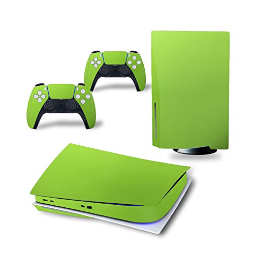 HAO Pure Color Skin for PS5 Console and 2 Controllers Sticker Same Decal, Durable, Scratch Resistant, Bubble-Free Compatible with Playstation 5 (Green,Playstation 5)